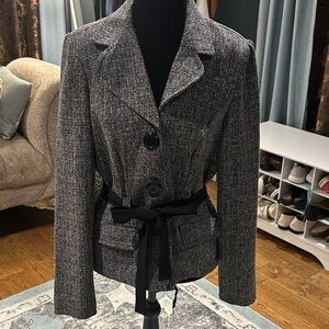 Courtenay Charcoal Tweed Blazer with Black Belt